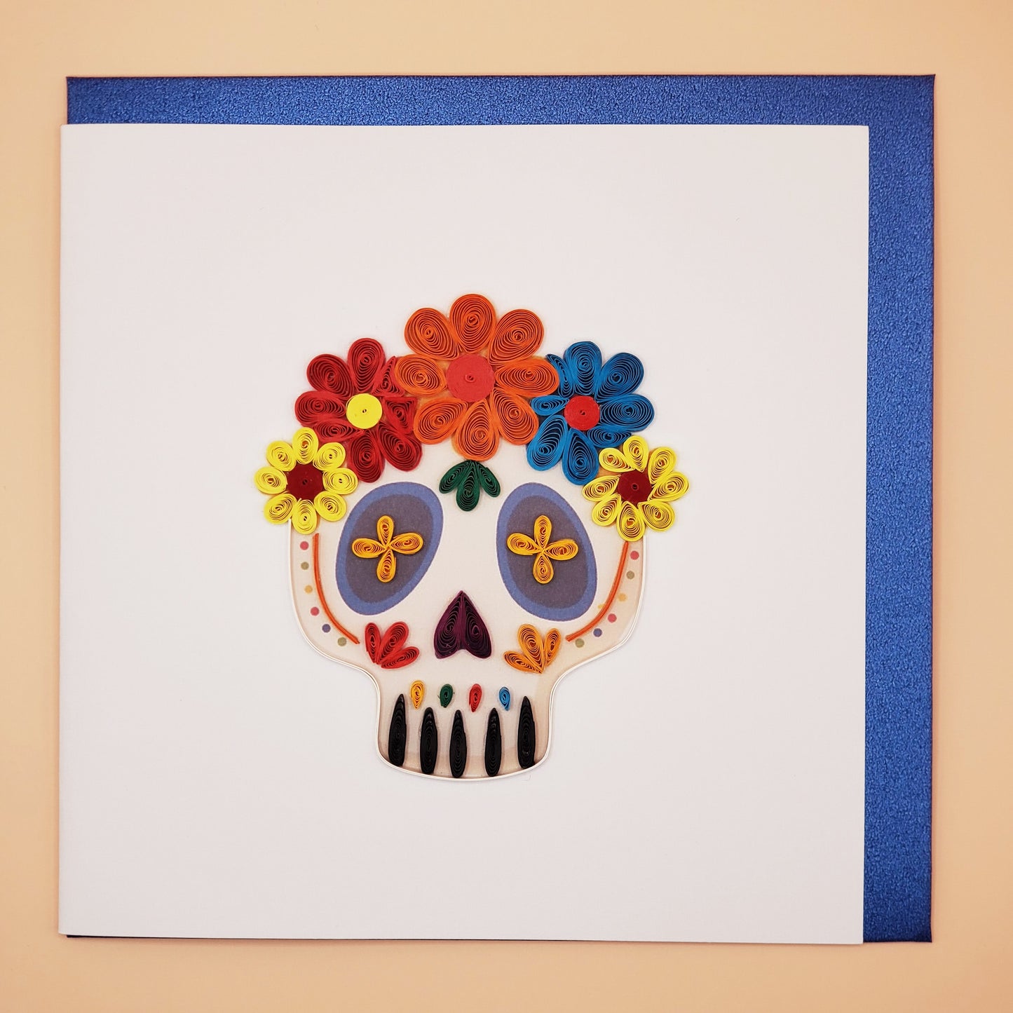 Sugar Skull Quilled Card | Quilled Greeting Card - Handmade