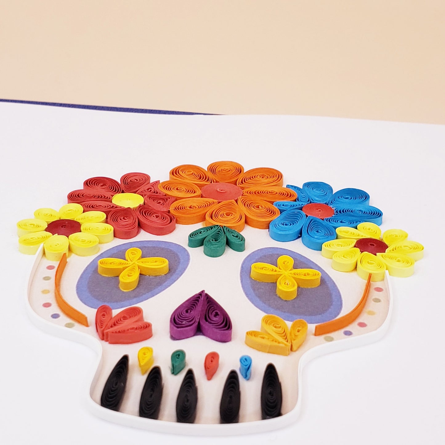 Sugar Skull Quilled Card | Quilled Greeting Card - Handmade