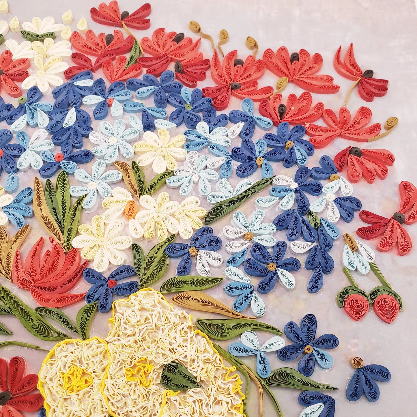 Vase with Cornflowers and Poppies | Quilling Art Piece frame | Handmade art