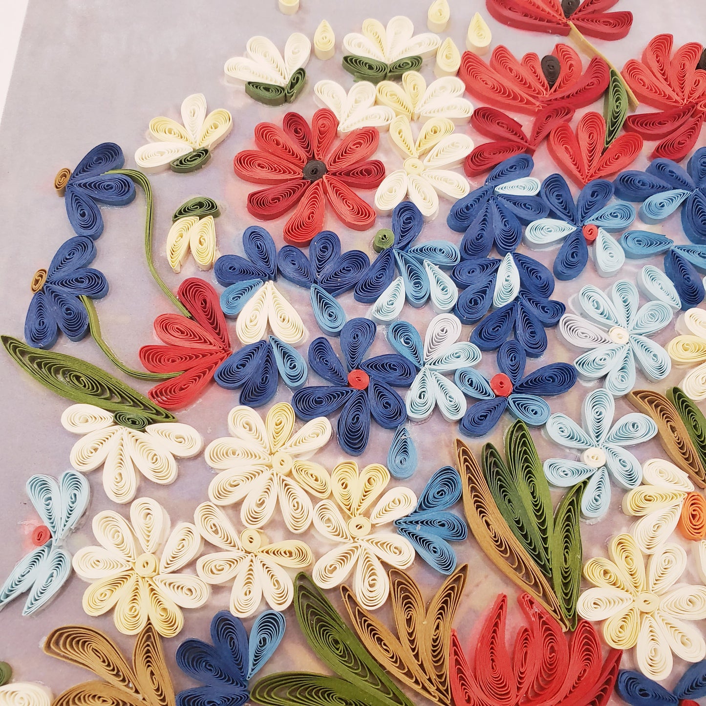 Vase with Cornflowers and Poppies | Quilling Art Piece frame | Handmade art