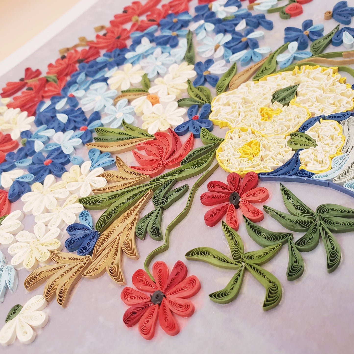 Vase with Cornflowers and Poppies | Quilling Art Piece frame | Handmade art