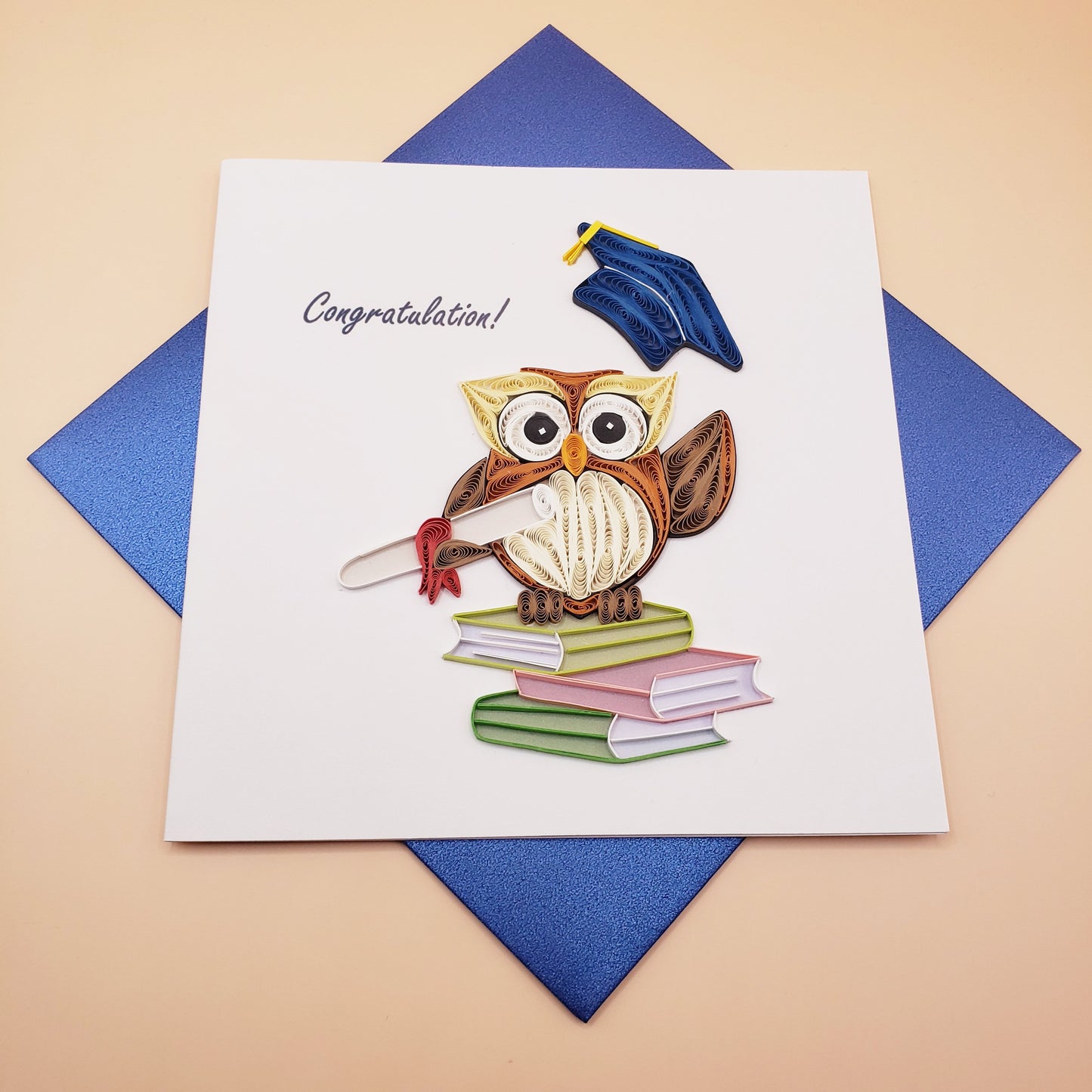 Owl in Graduation Gown | Quilled Greeting Card - Handmade
