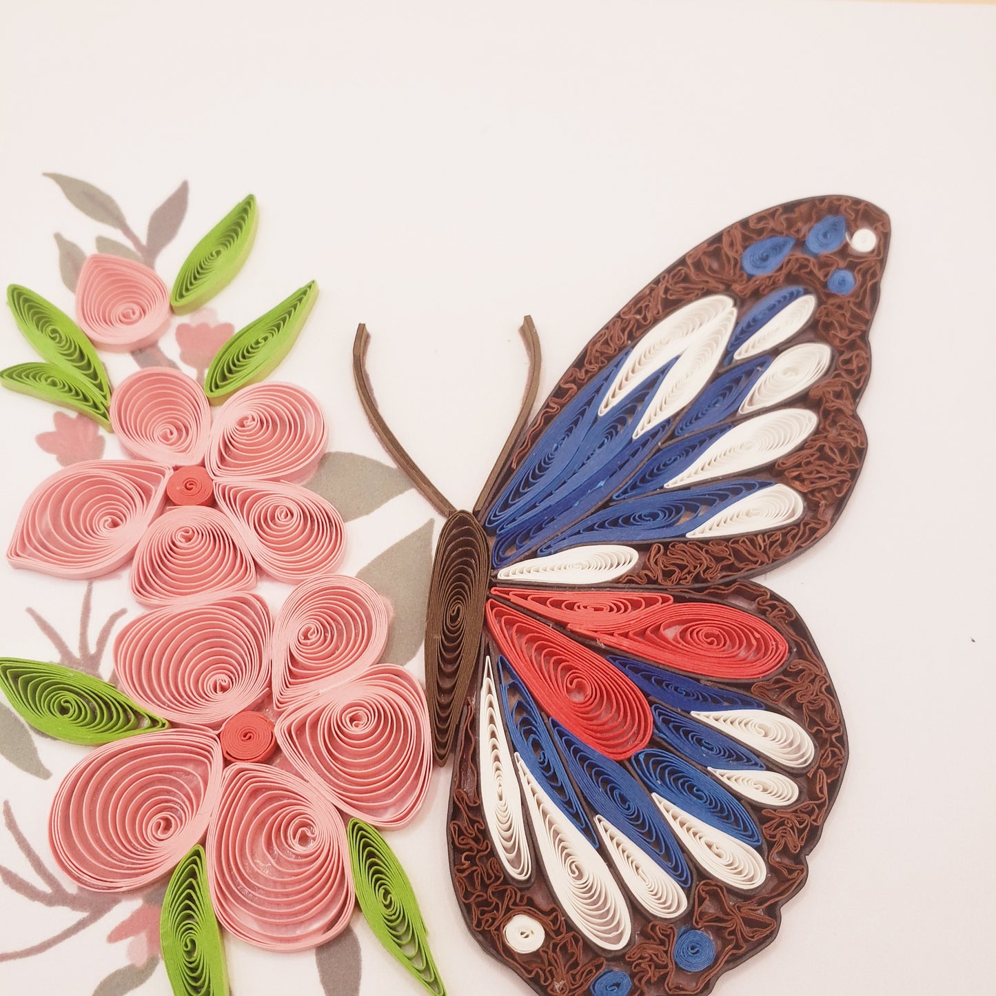 Butterfly and Flowers, Handmade Greeting Cards, Art paper, Quilling Card, Handmade Quilled card