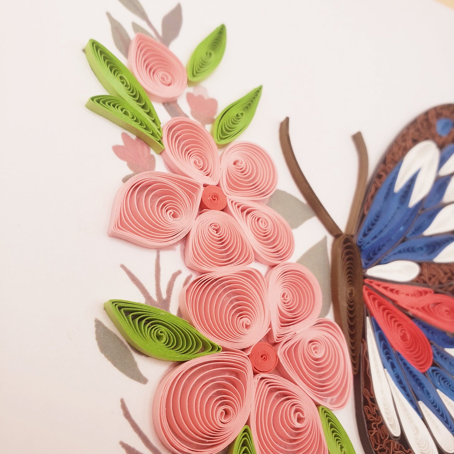 Butterfly and Flowers, Handmade Greeting Cards, Art paper, Quilling Card, Handmade Quilled card