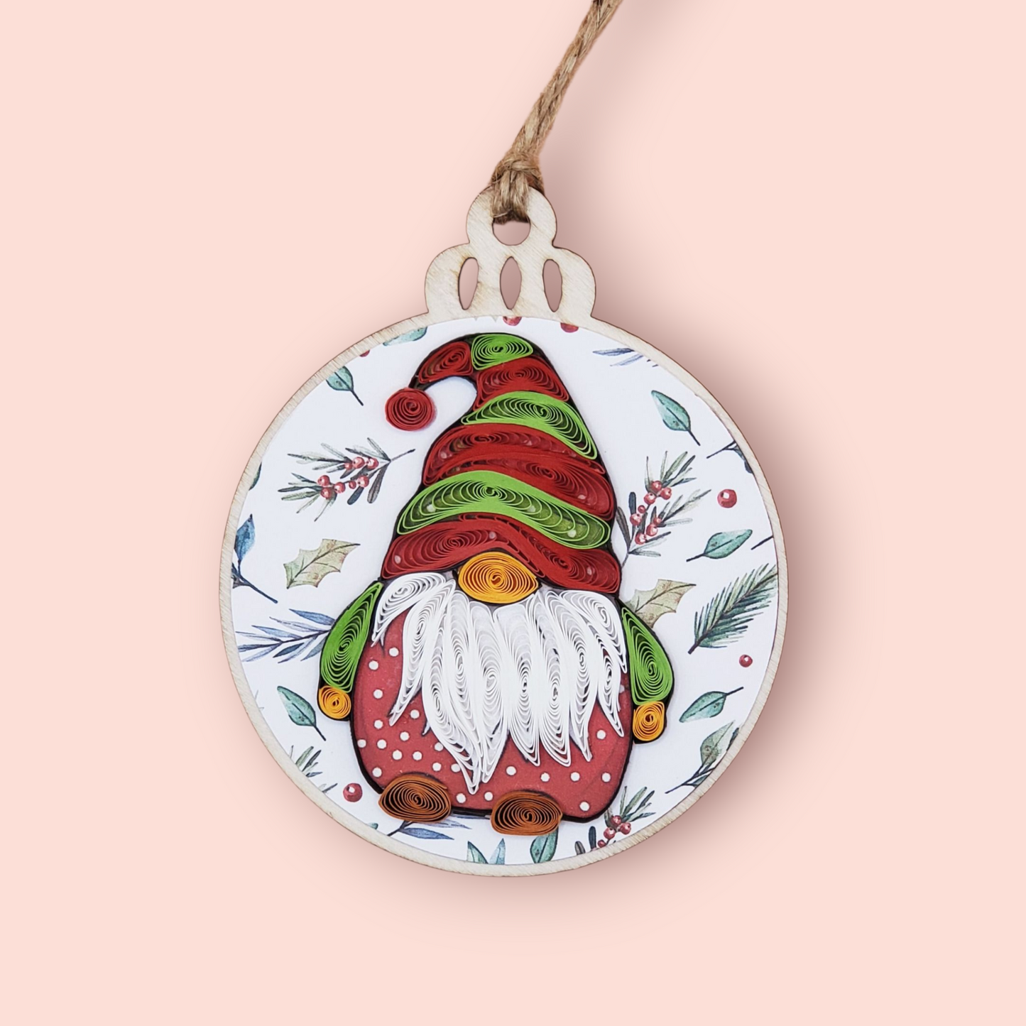 Handmade Quilling Ornament – Christmas Gnome
