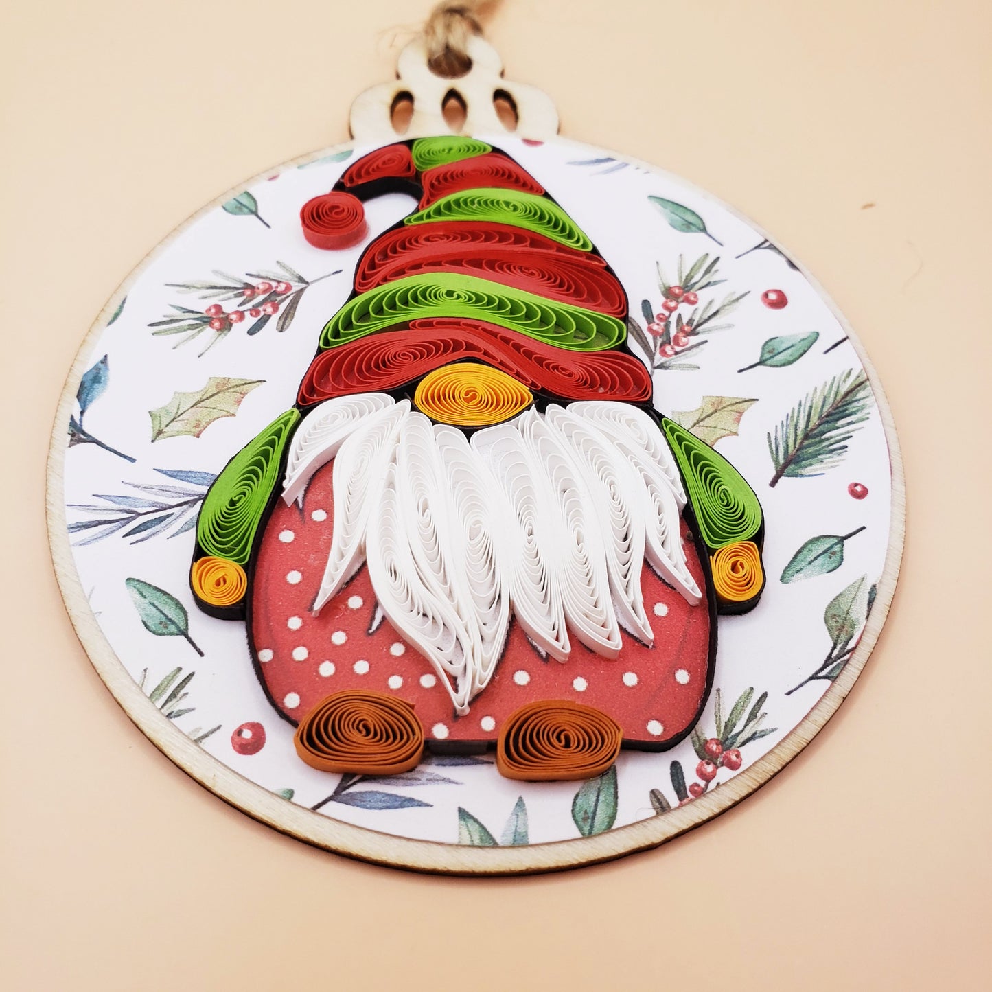 Handmade Quilling Ornament – Christmas Gnome
