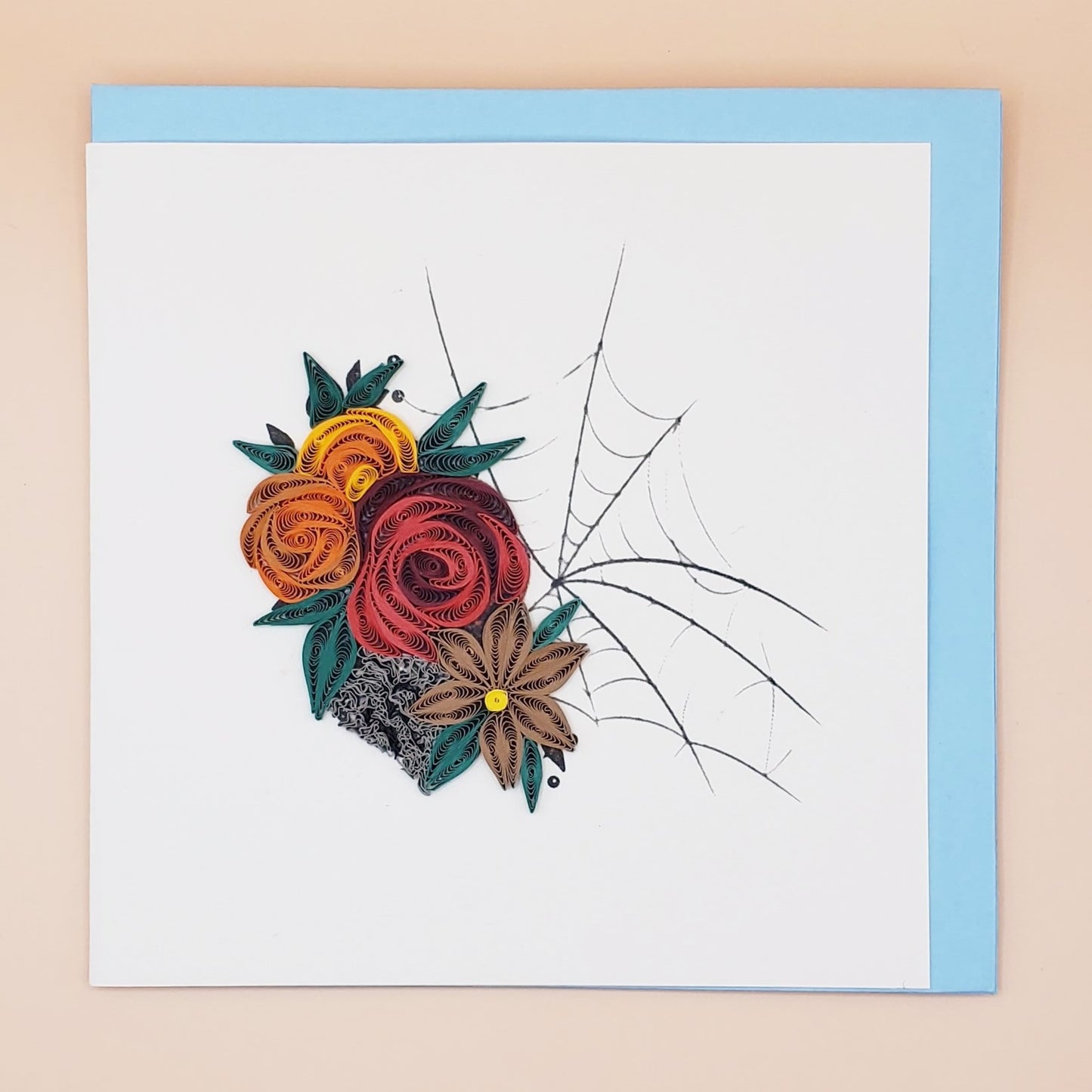 Autumn Flowers with Web