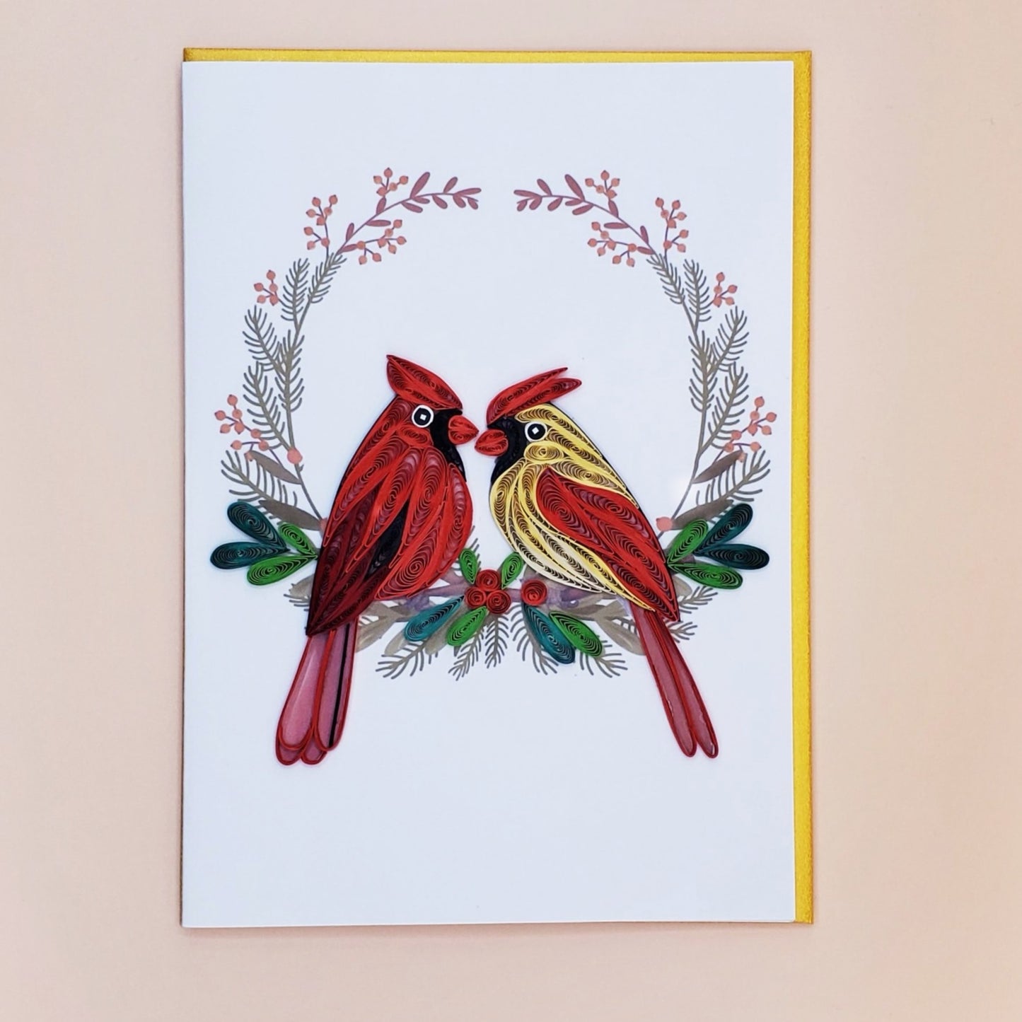 A Pair of Cardinals | Quilled Greeting Card - Handmade