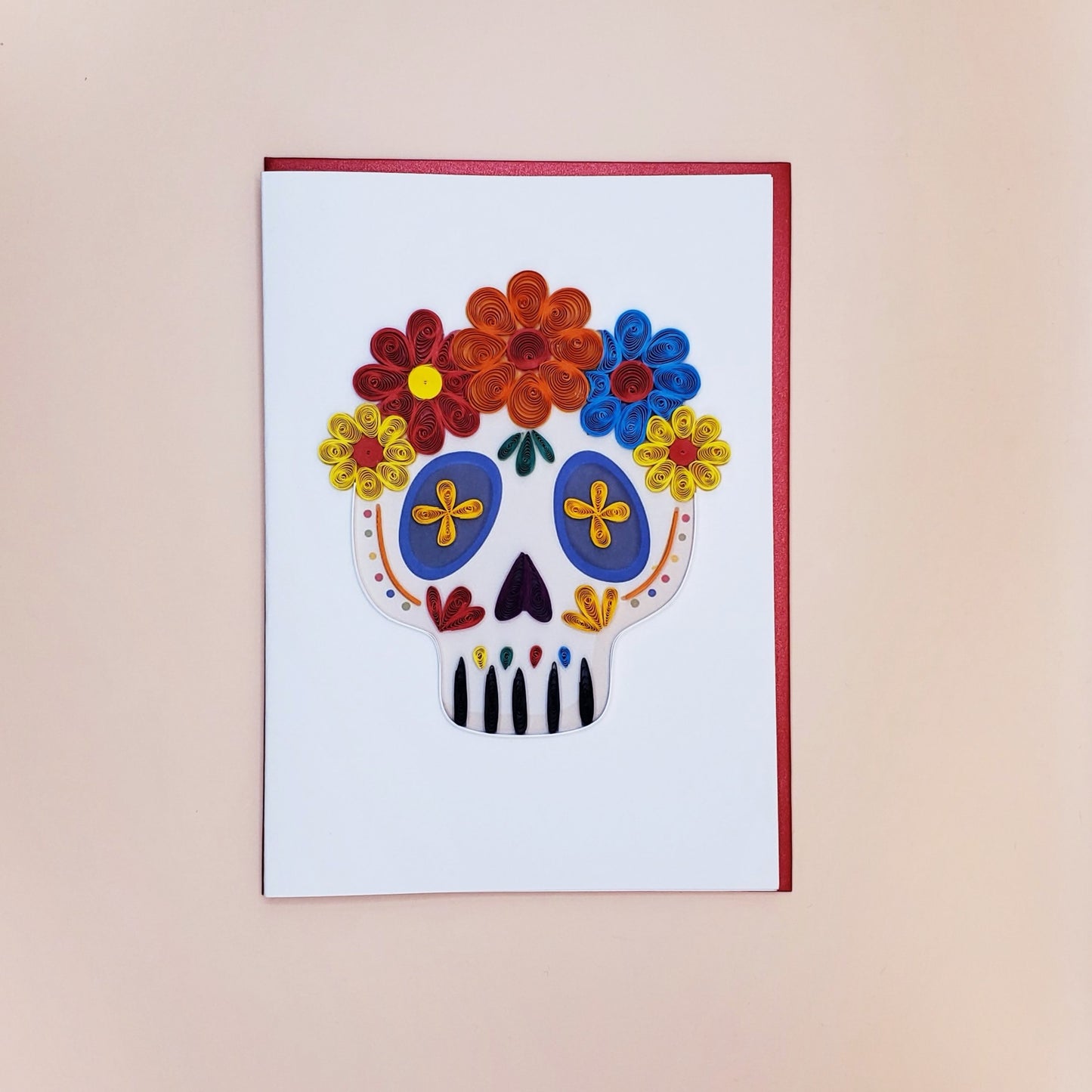 Sugar Skull Quilled Card | Quilled Greeting Card - Handmade