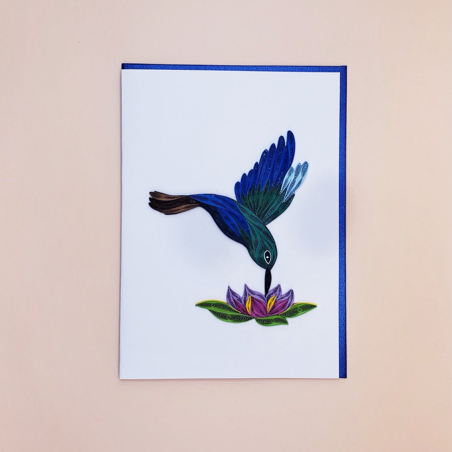 Sapphirewing Hummingbird Quilled Greeting Card