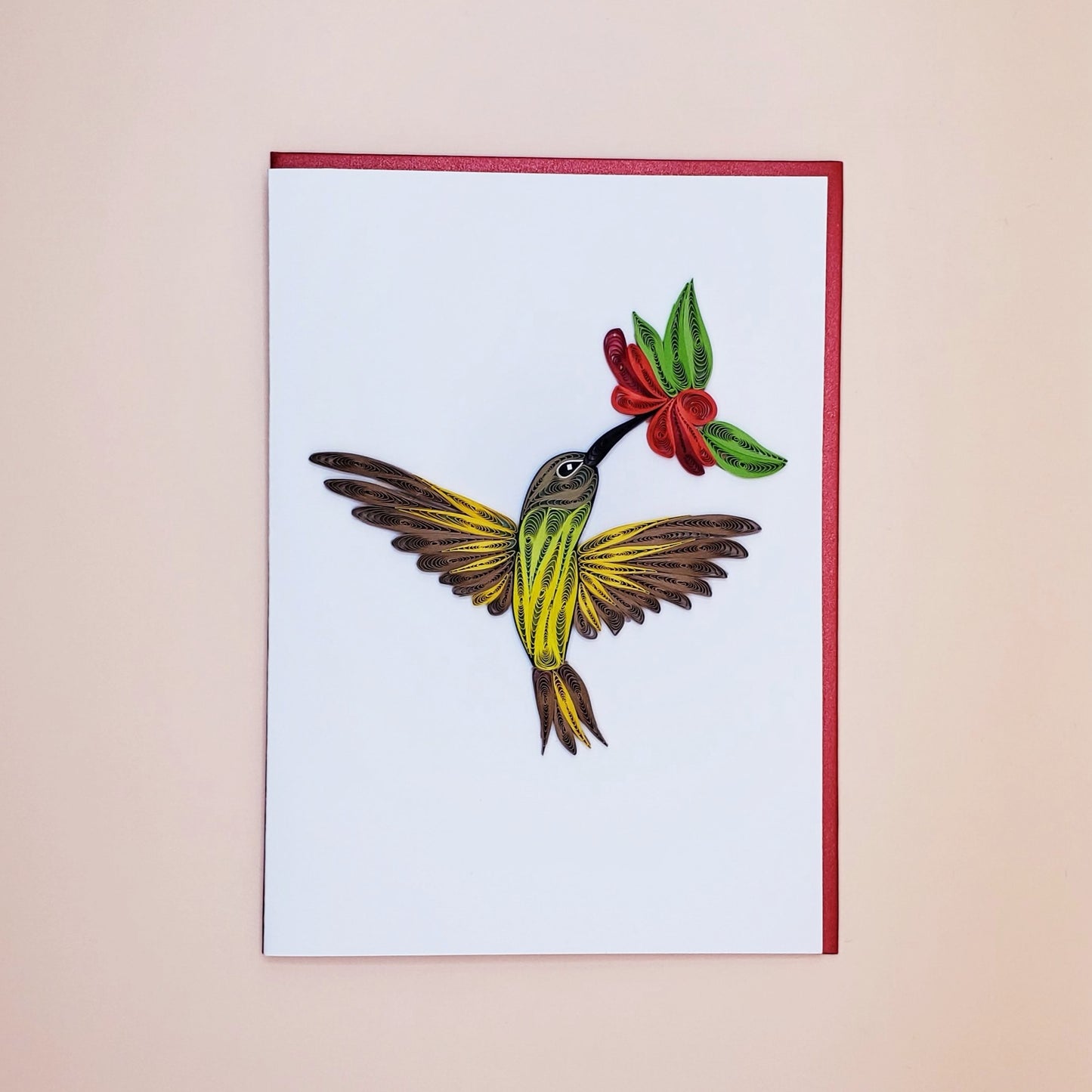 Yellow Hummingbird | Quilled Greeting Card - Handmade