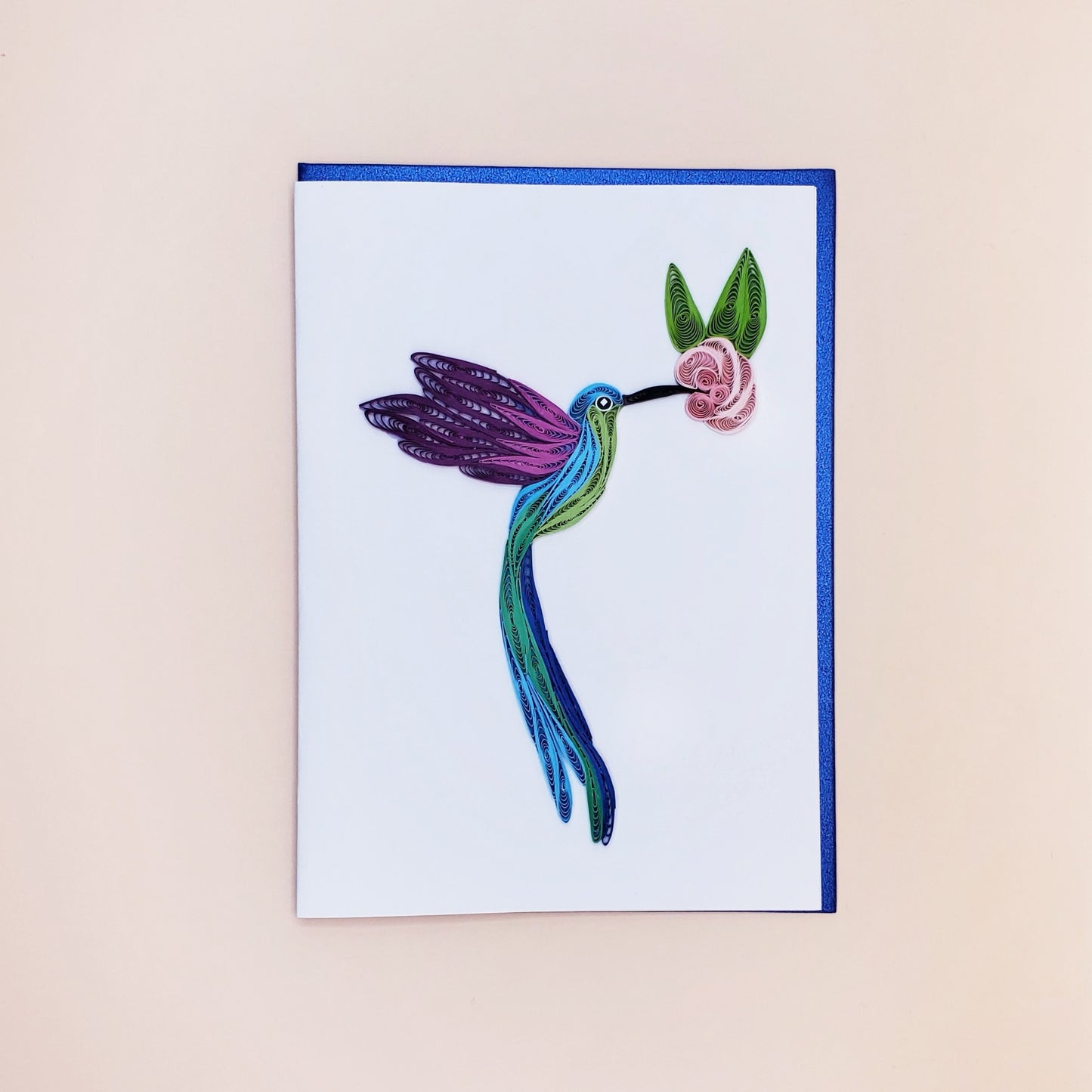 Long-tailed Sylph Hummingbird | Quilled Greeting Card