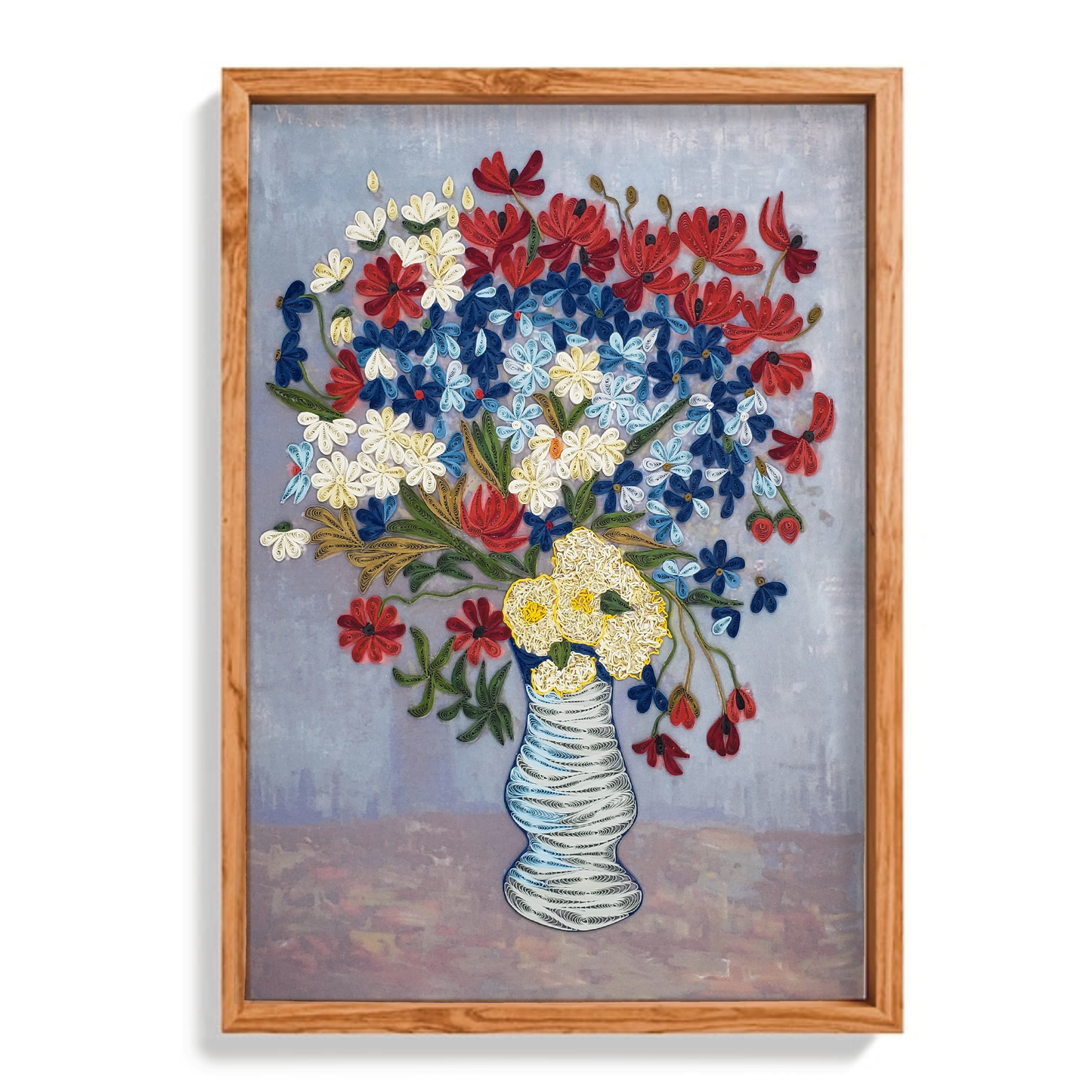 Vase with Cornflowers and Poppies | Quilling Art Piece frame | Handmade art