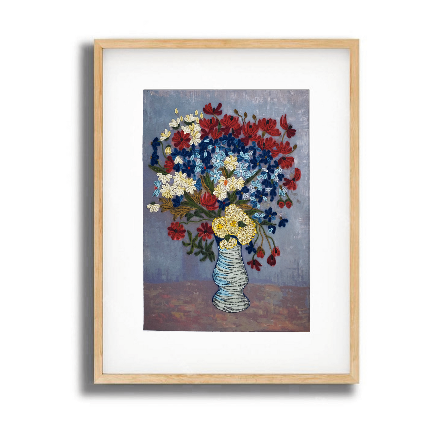 Vase with Cornflowers and Poppies | Quilling Art Piece frame | Handmade art