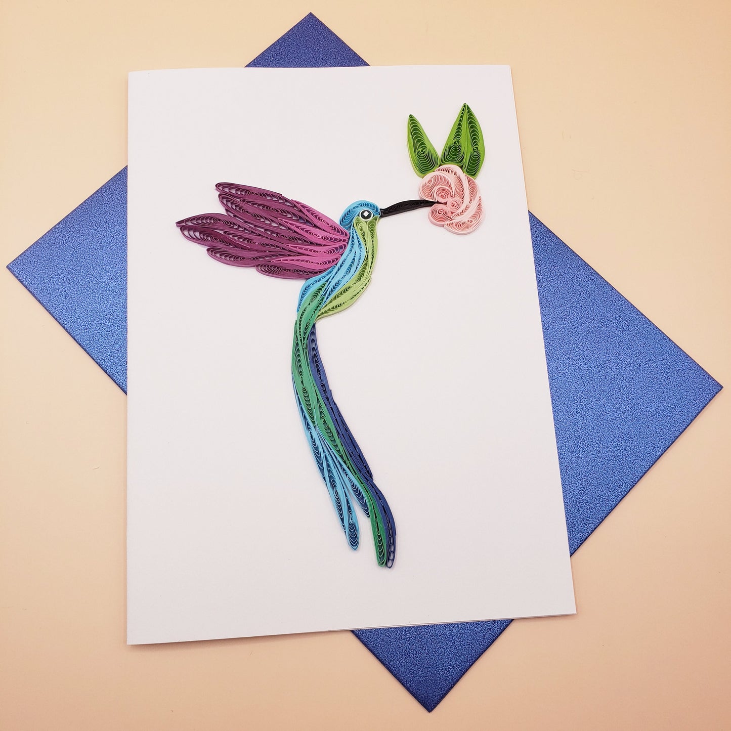 Long-tailed Sylph Hummingbird | Quilled Greeting Card
