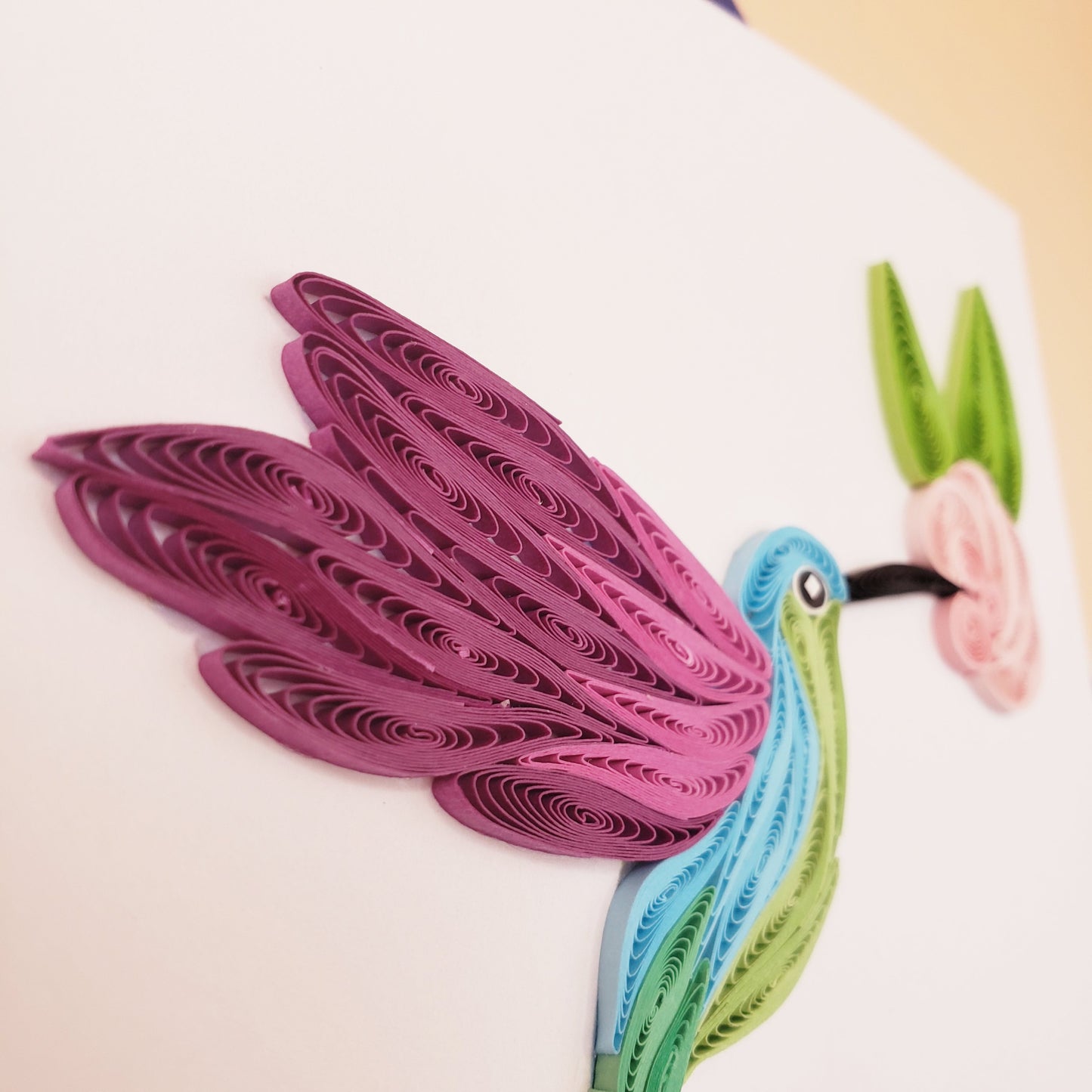 Long-tailed Sylph Hummingbird | Quilled Greeting Card