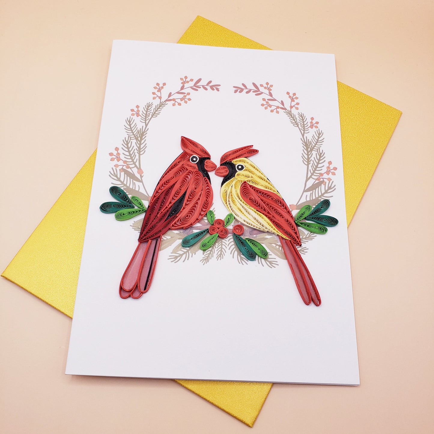 A Pair of Cardinals | Quilled Greeting Card - Handmade