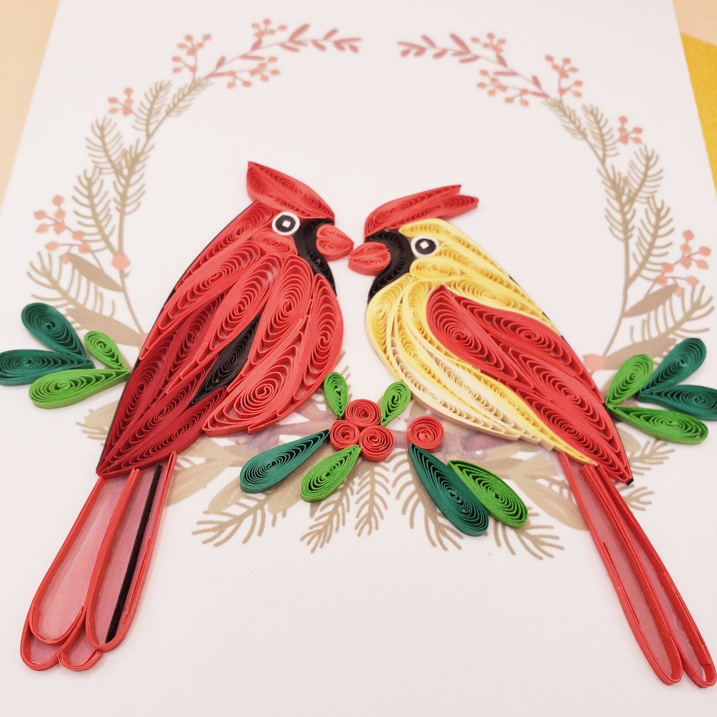 A Pair of Cardinals | Quilled Greeting Card - Handmade