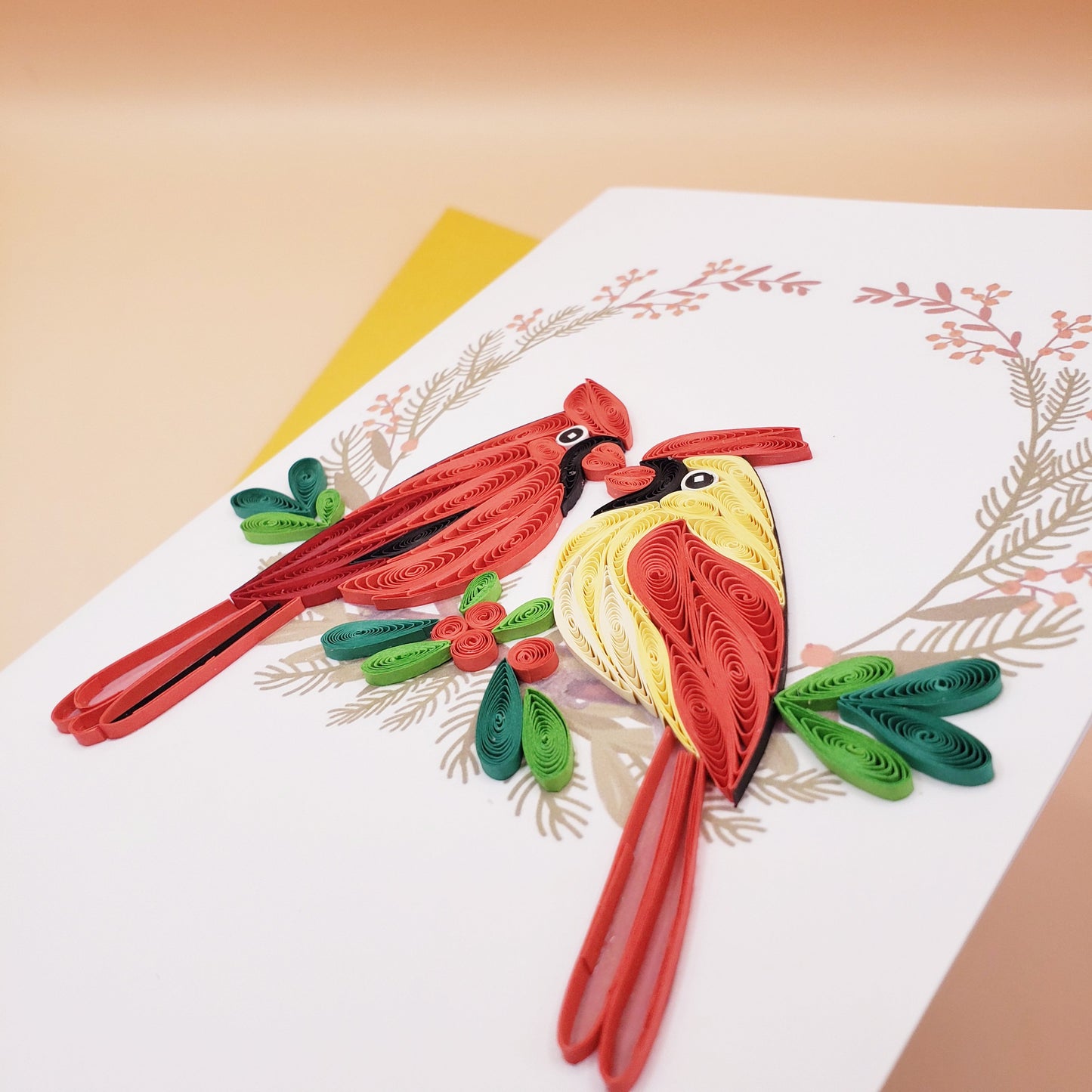 A Pair of Cardinals | Quilled Greeting Card - Handmade