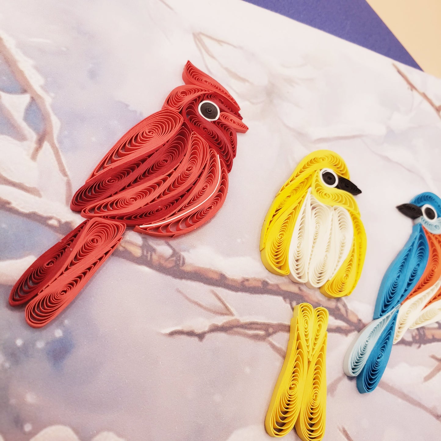 Winter Birds Gathering | Quilled Greeting Card - Handmade