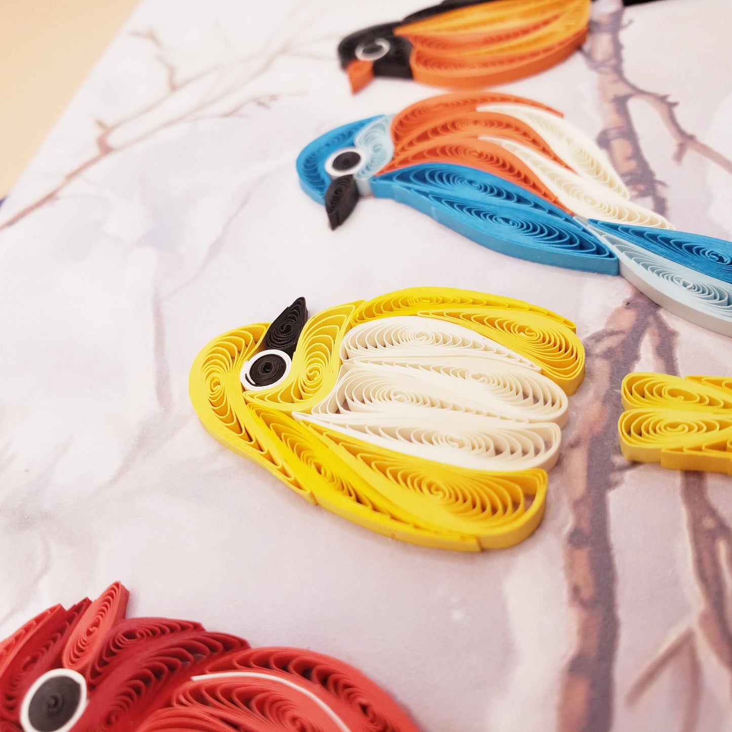 Winter Birds Gathering | Quilled Greeting Card - Handmade