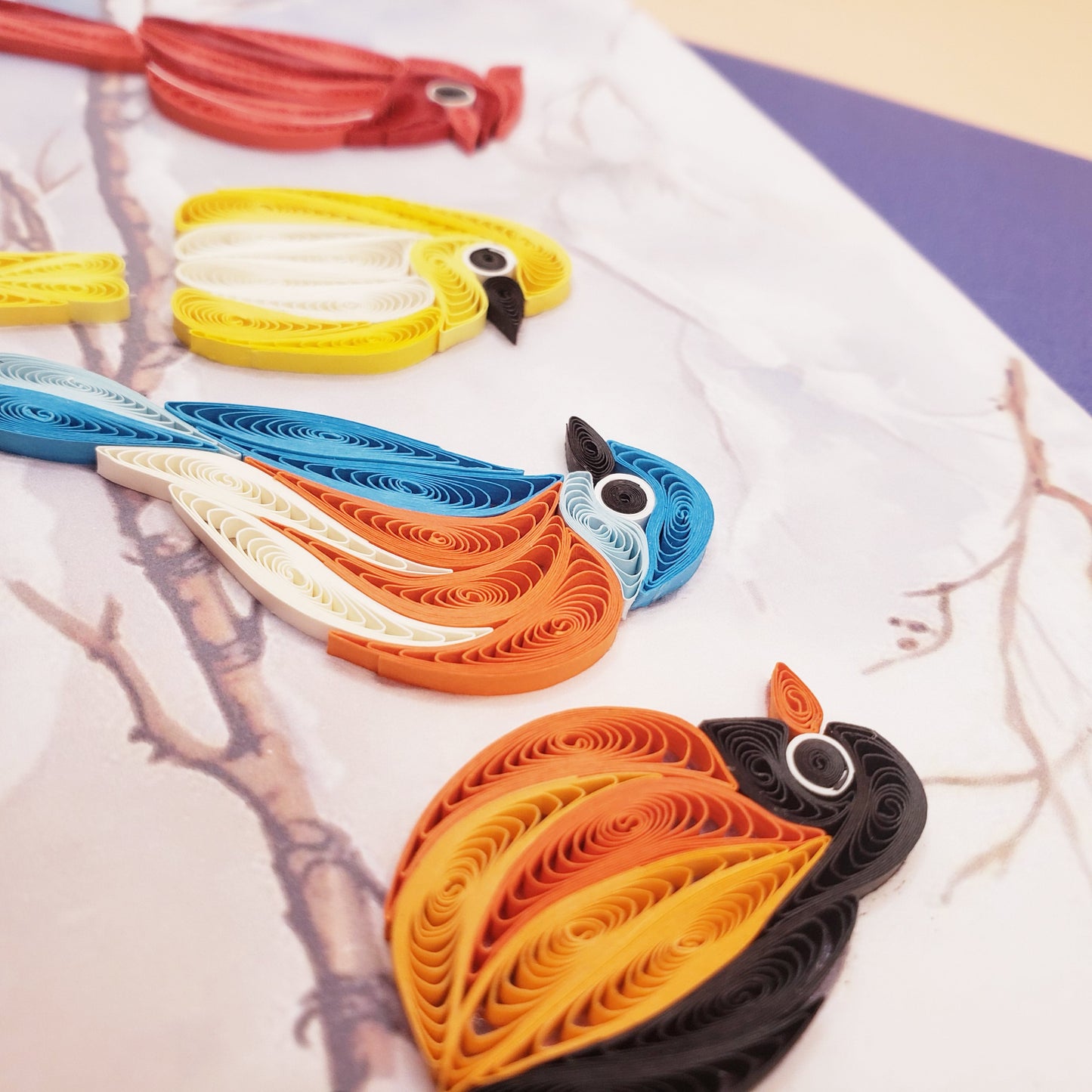 Winter Birds Gathering | Quilled Greeting Card - Handmade