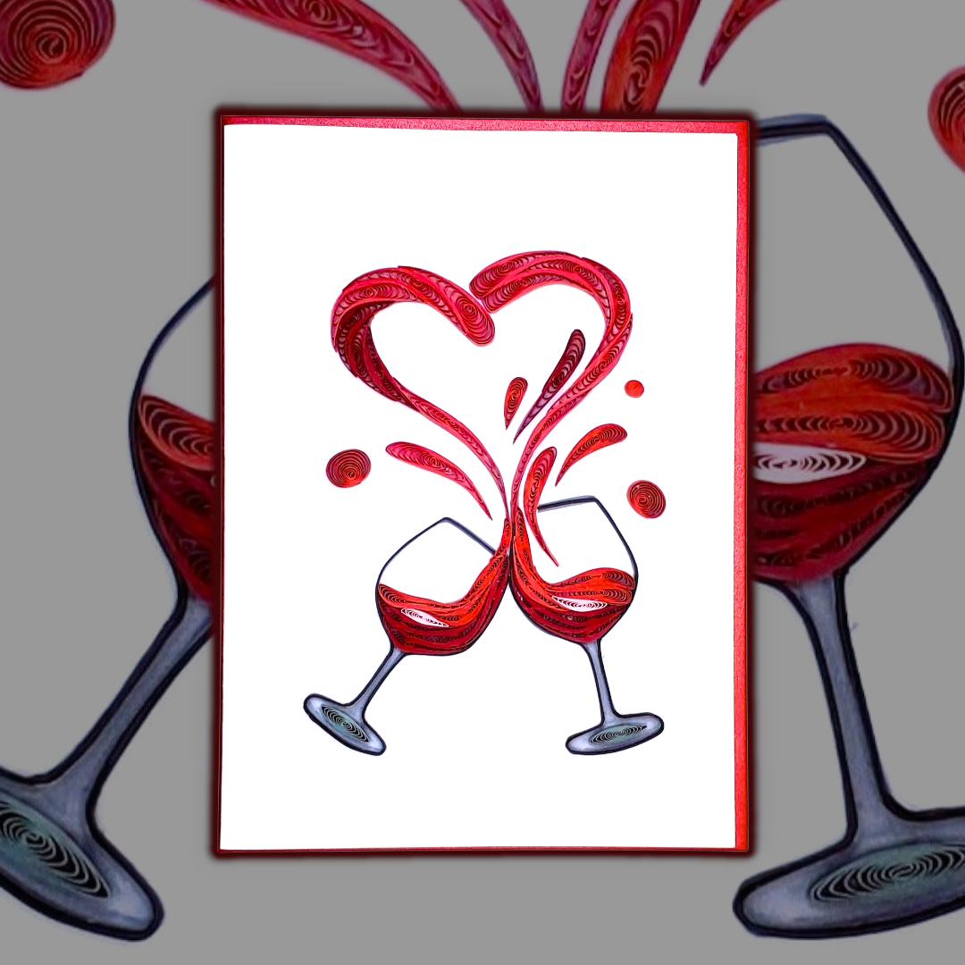 Toasting Champagne Flutes | Quilled Greeting Card - Handmade