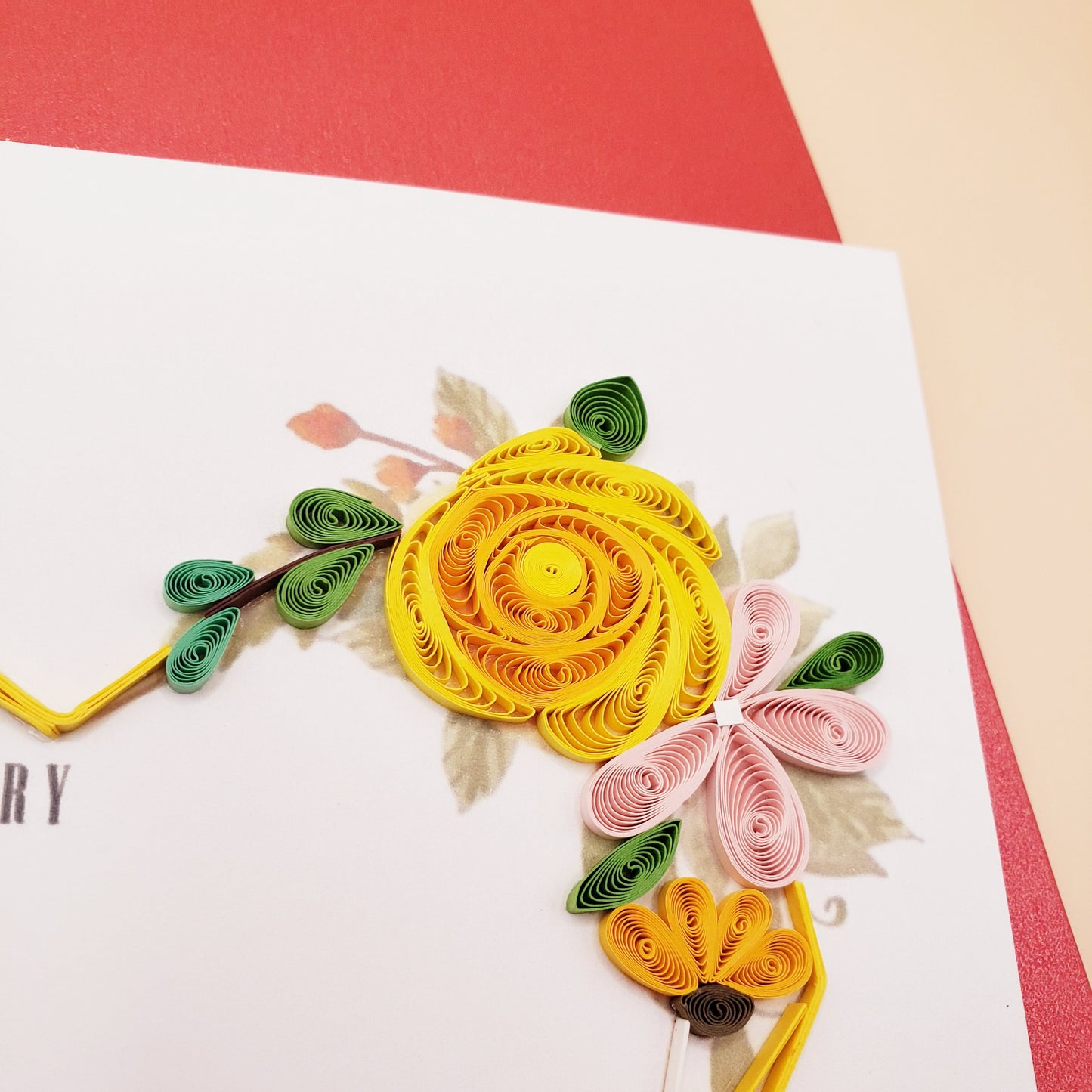 Floral Heart Shape Wreath | Quilled Greeting Card - Handmade