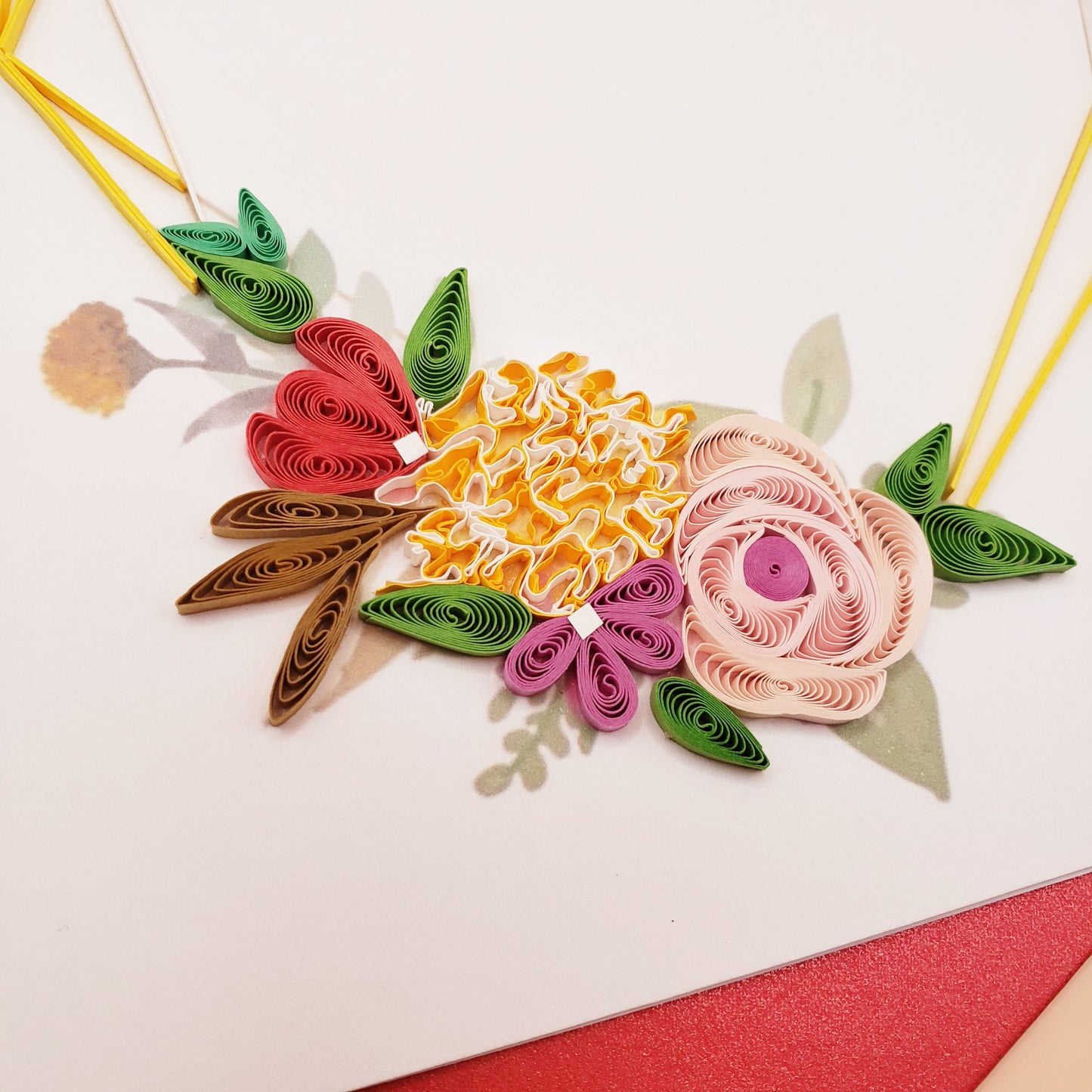 Floral Heart Shape Wreath | Quilled Greeting Card - Handmade
