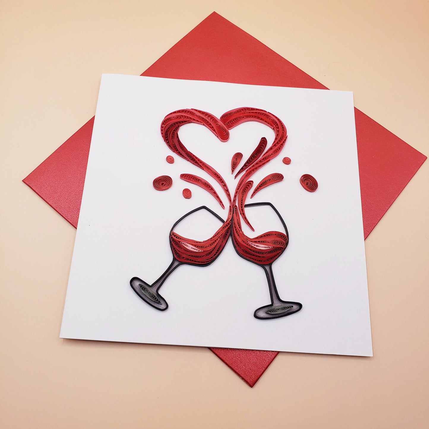 Toasting Champagne Flutes | Quilled Greeting Card - Handmade