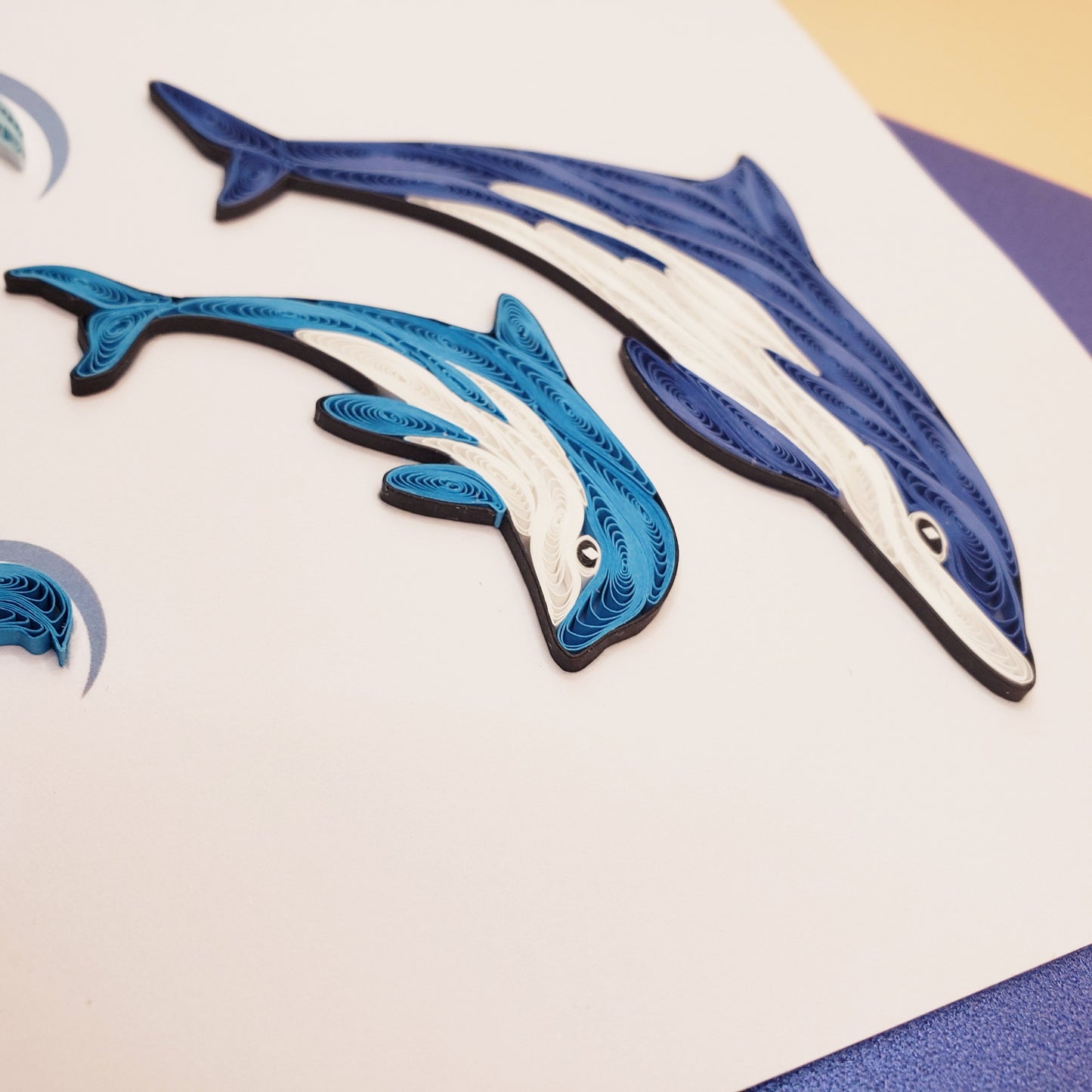 Mother and Baby Dolphin | Quilled Greeting Card - Handmade