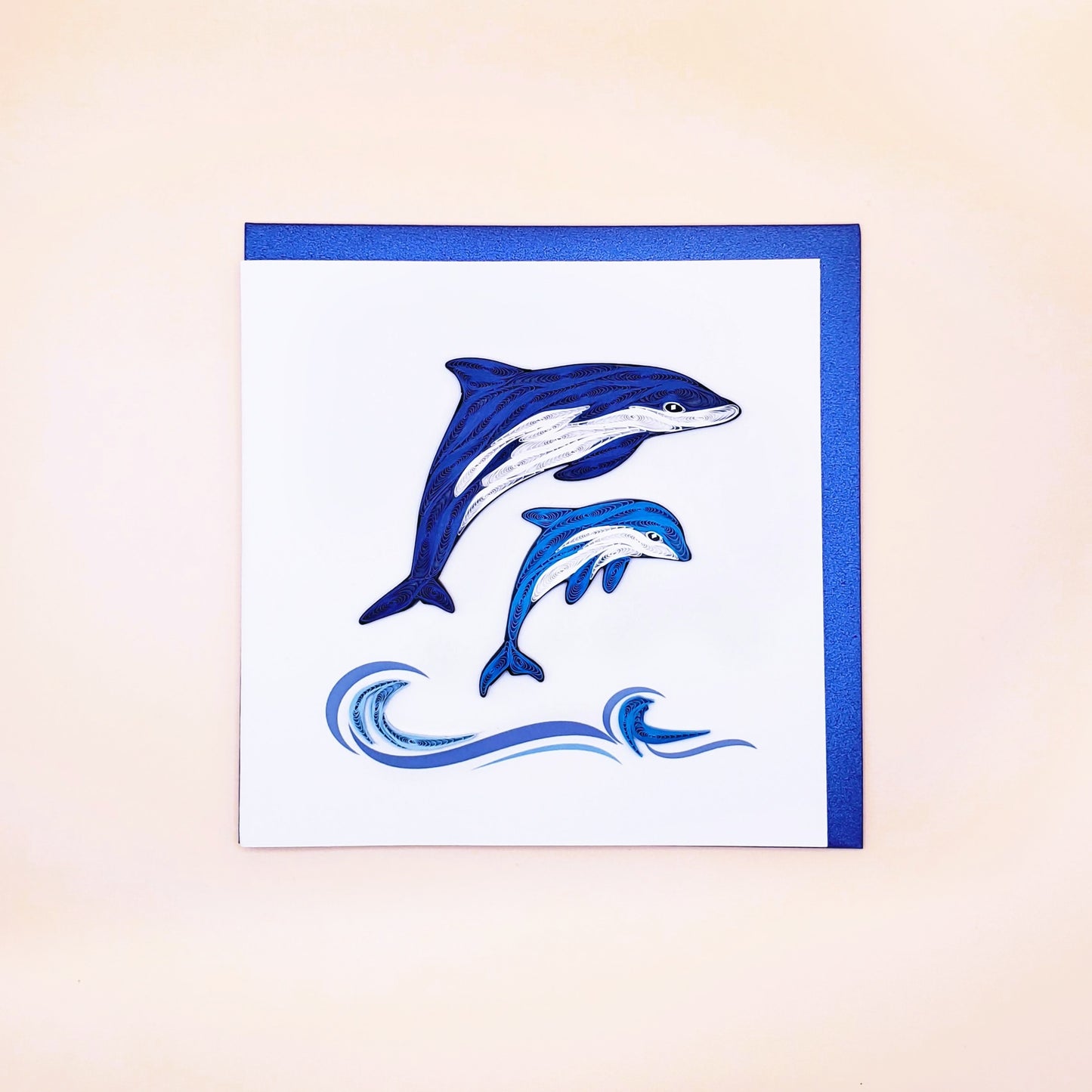 Mother and Baby Dolphin | Quilled Greeting Card - Handmade