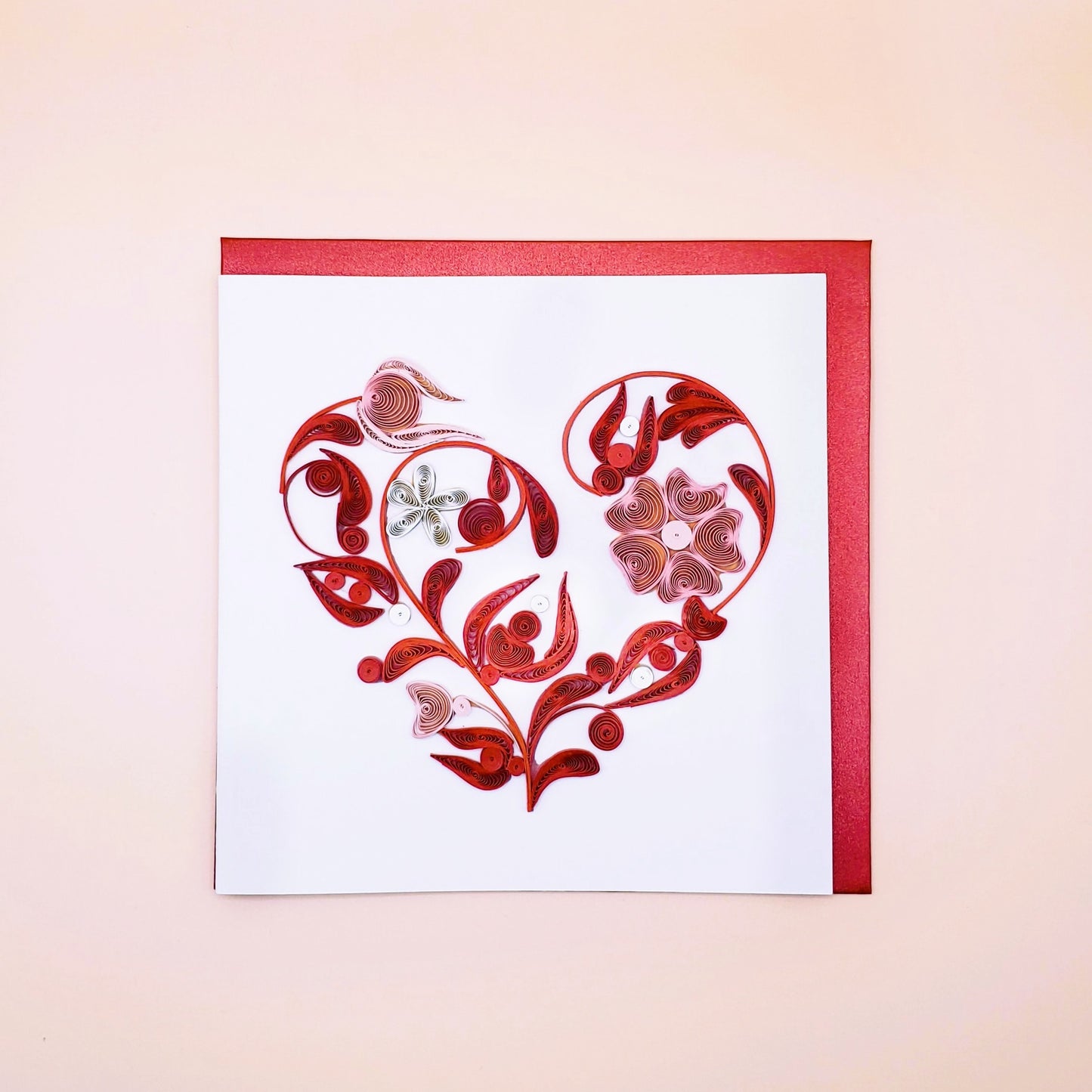 Red Heart | Quilled Greeting Card - Handmade