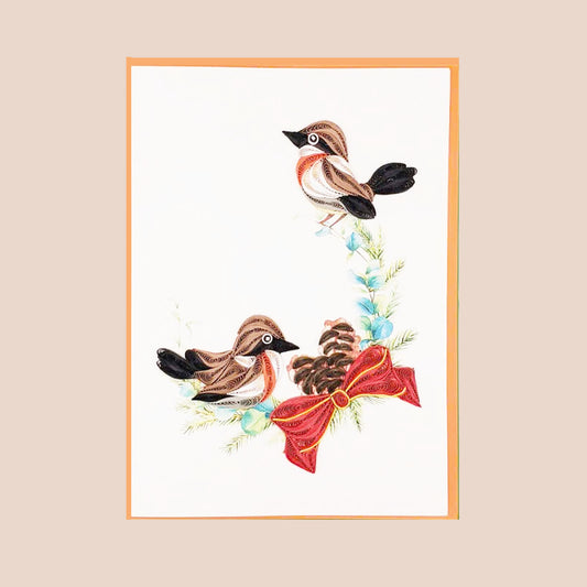 A Pair of Chickadee in Christmas Theme