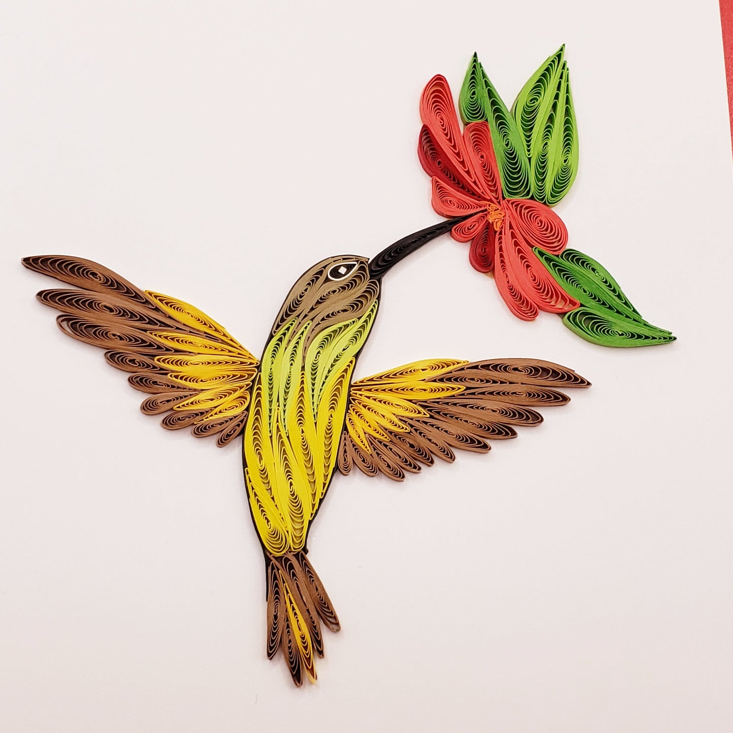 Yellow Hummingbird Quilled Greeting Card