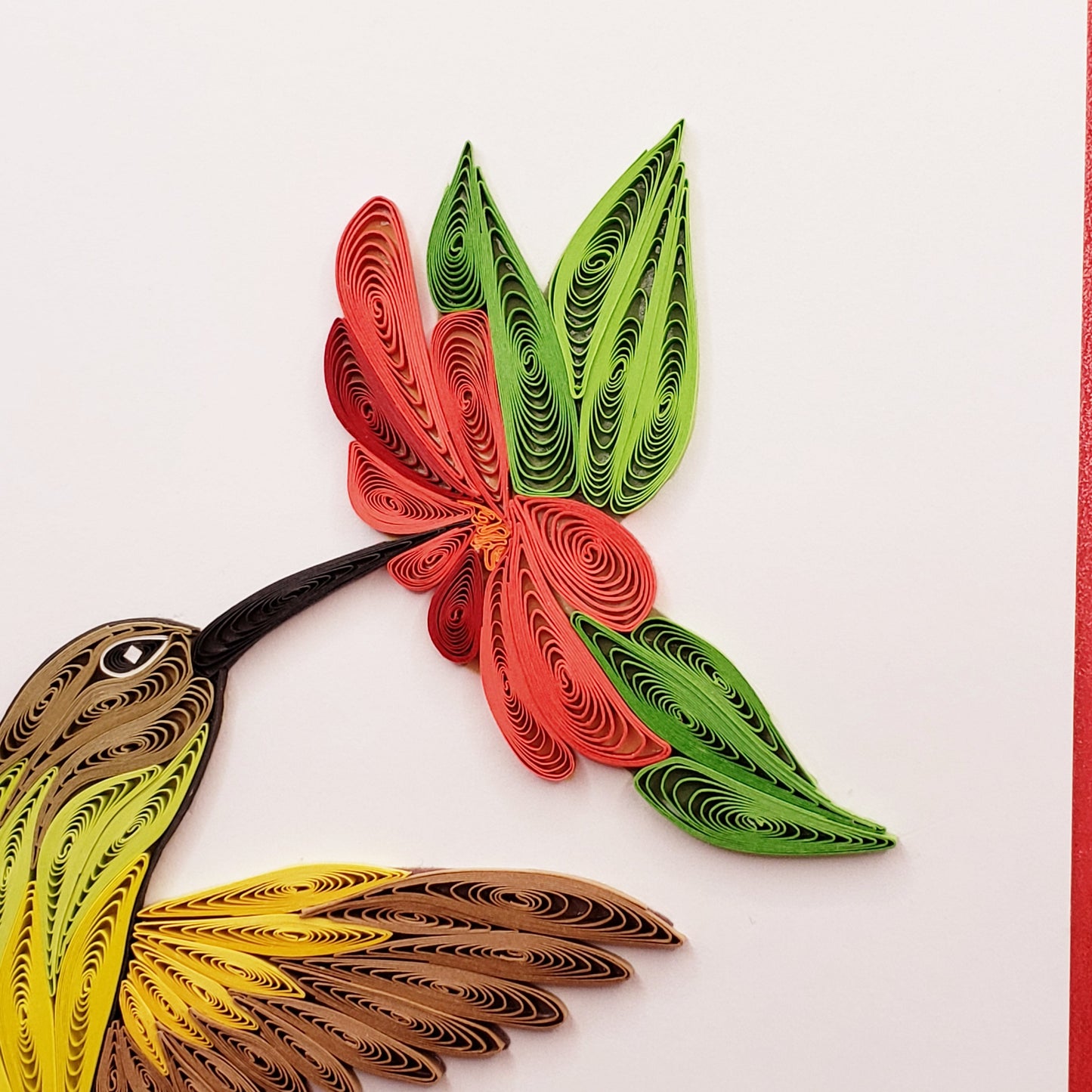 Yellow Hummingbird Quilled Greeting Card