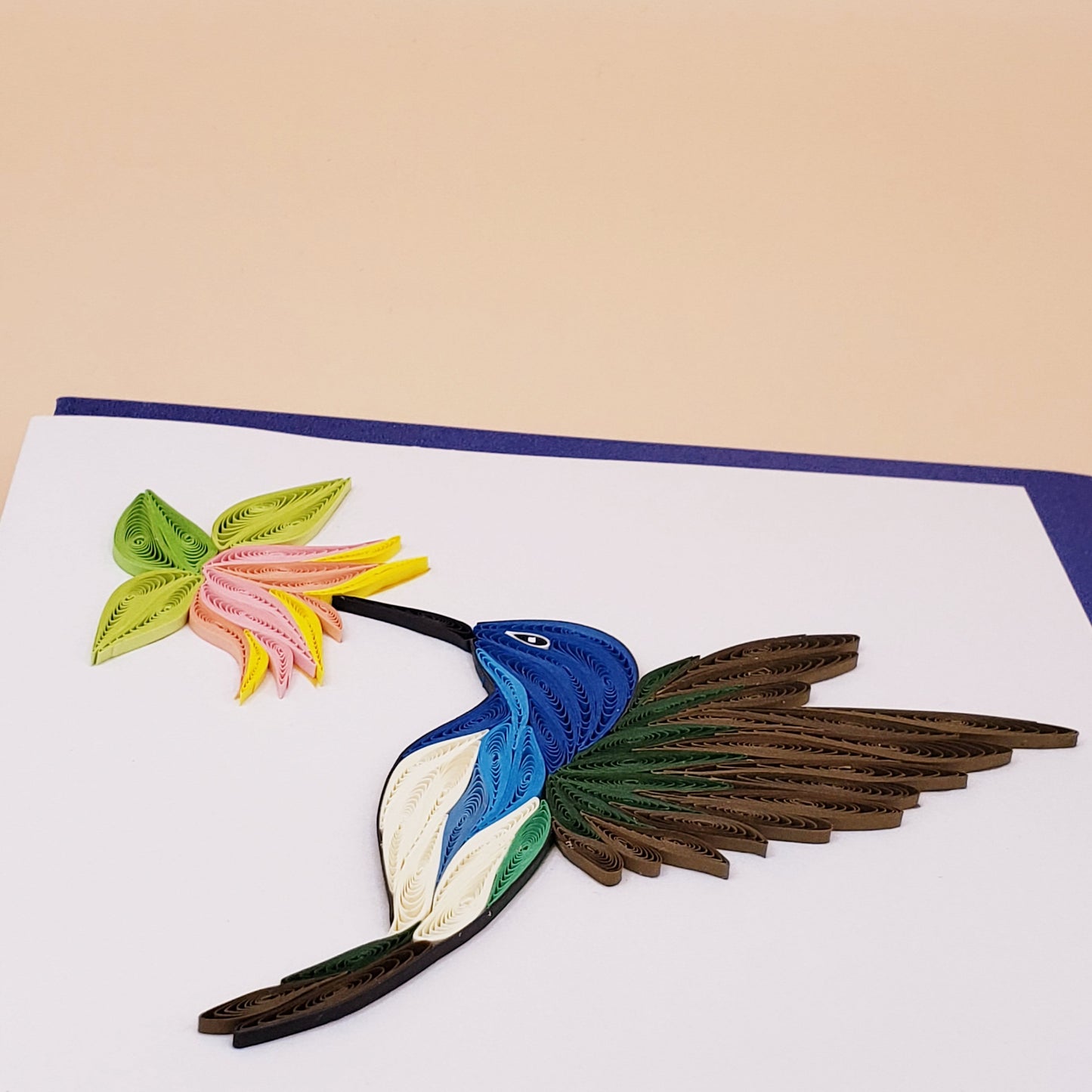 Jacobin Hummingbird Quilled Card | Handmade Greeting Card