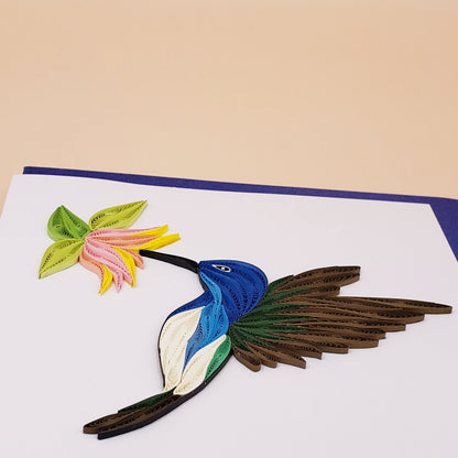 Jacobin Hummingbird Quilled Card | Handmade Greeting Card