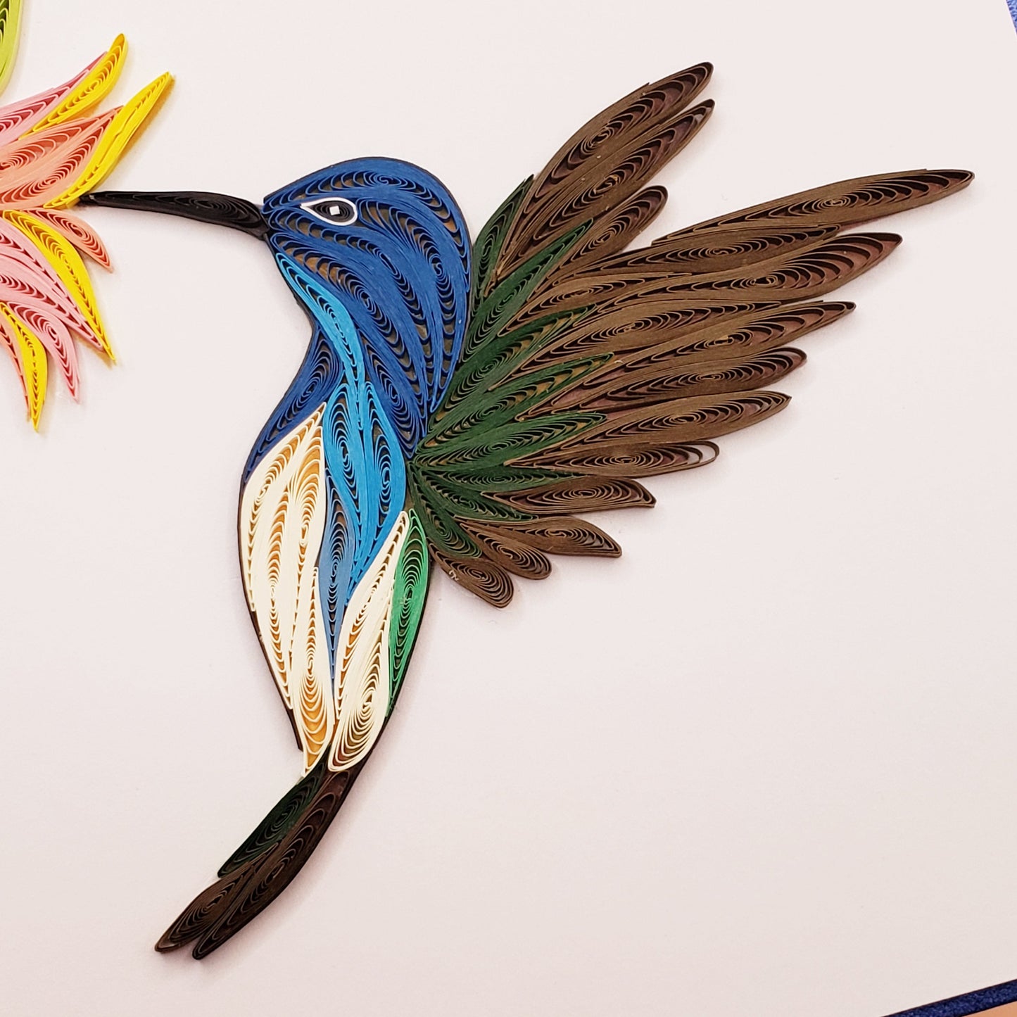 Jacobin Hummingbird Quilled Card | Handmade Greeting Card