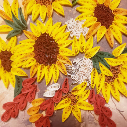 A Vase of Sunflowers | Oil-Painting Recreation in Quilling Card