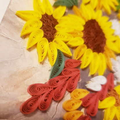 A Vase of Sunflowers | Oil-Painting Recreation in Quilling Card