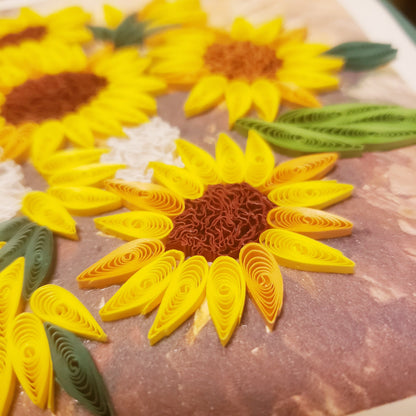 A Vase of Sunflowers | Oil-Painting Recreation in Quilling Card