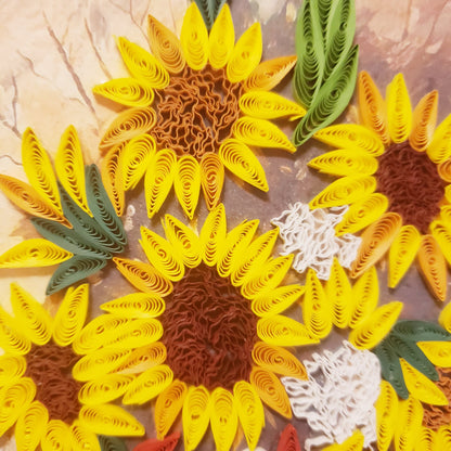 A Vase of Sunflowers | Oil-Painting Recreation in Quilling Card