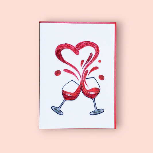 Toasting Champagne Flutes | Quilled Greeting Card - Handmade