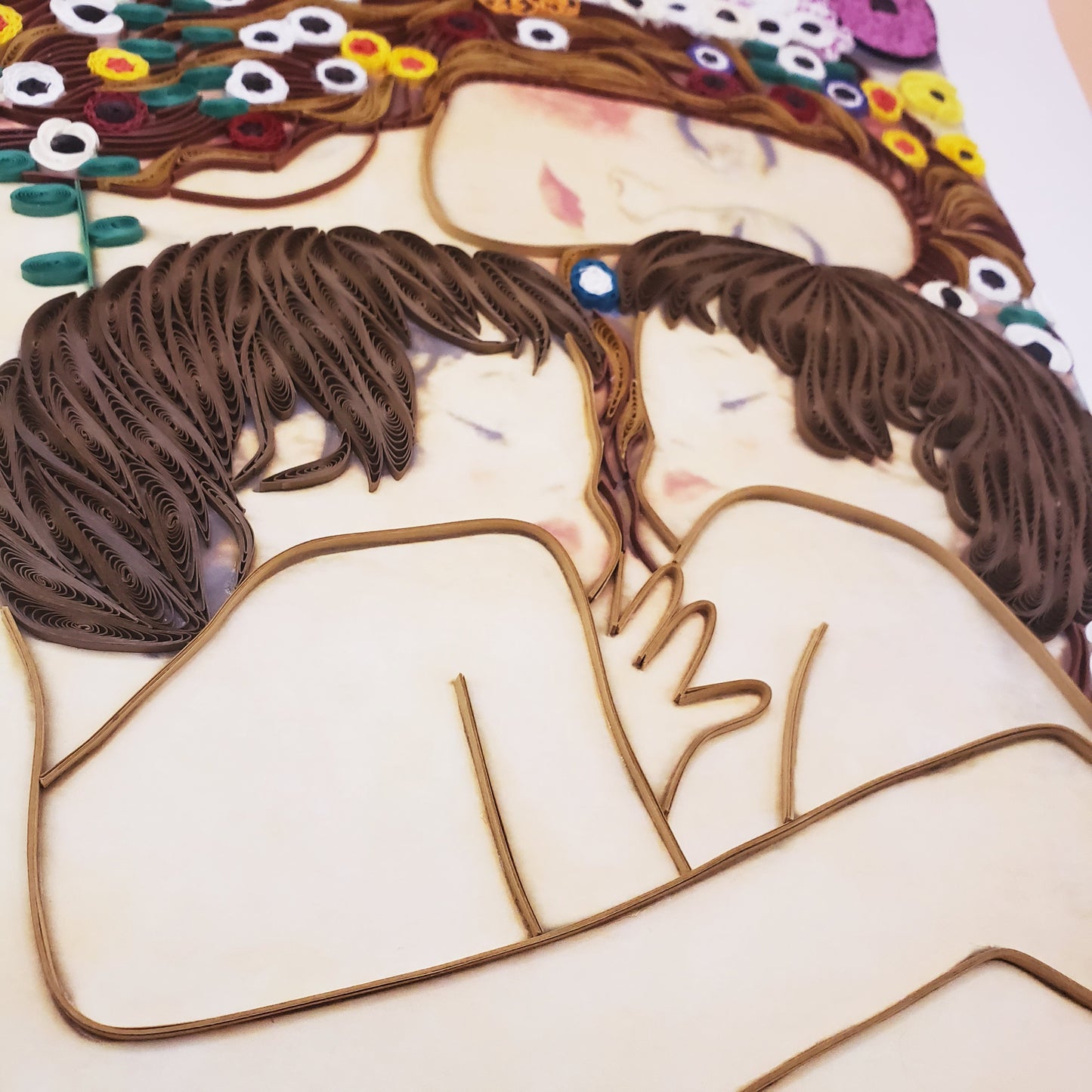 Quilled Art Wall Decor | Mother and Twins by Gustav Klimt | Handmade Quilled art