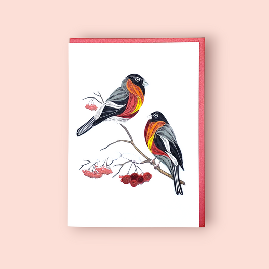 Pair of Bullfinches in Winter