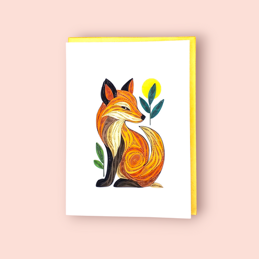 Quilled Animal Greeting Card – Fox Artwork for Any Occasion