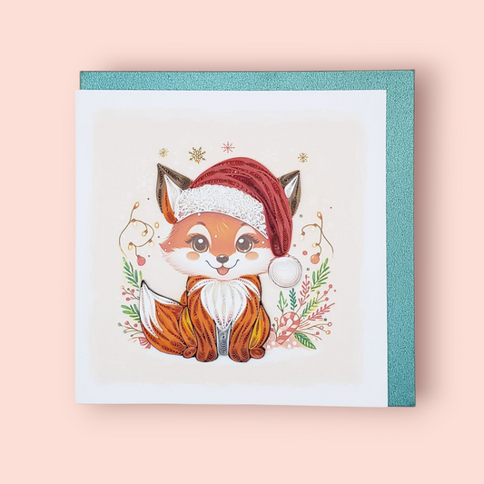 Handcrafted Quilling Card – Christmas Fox, Holiday Paper Art
