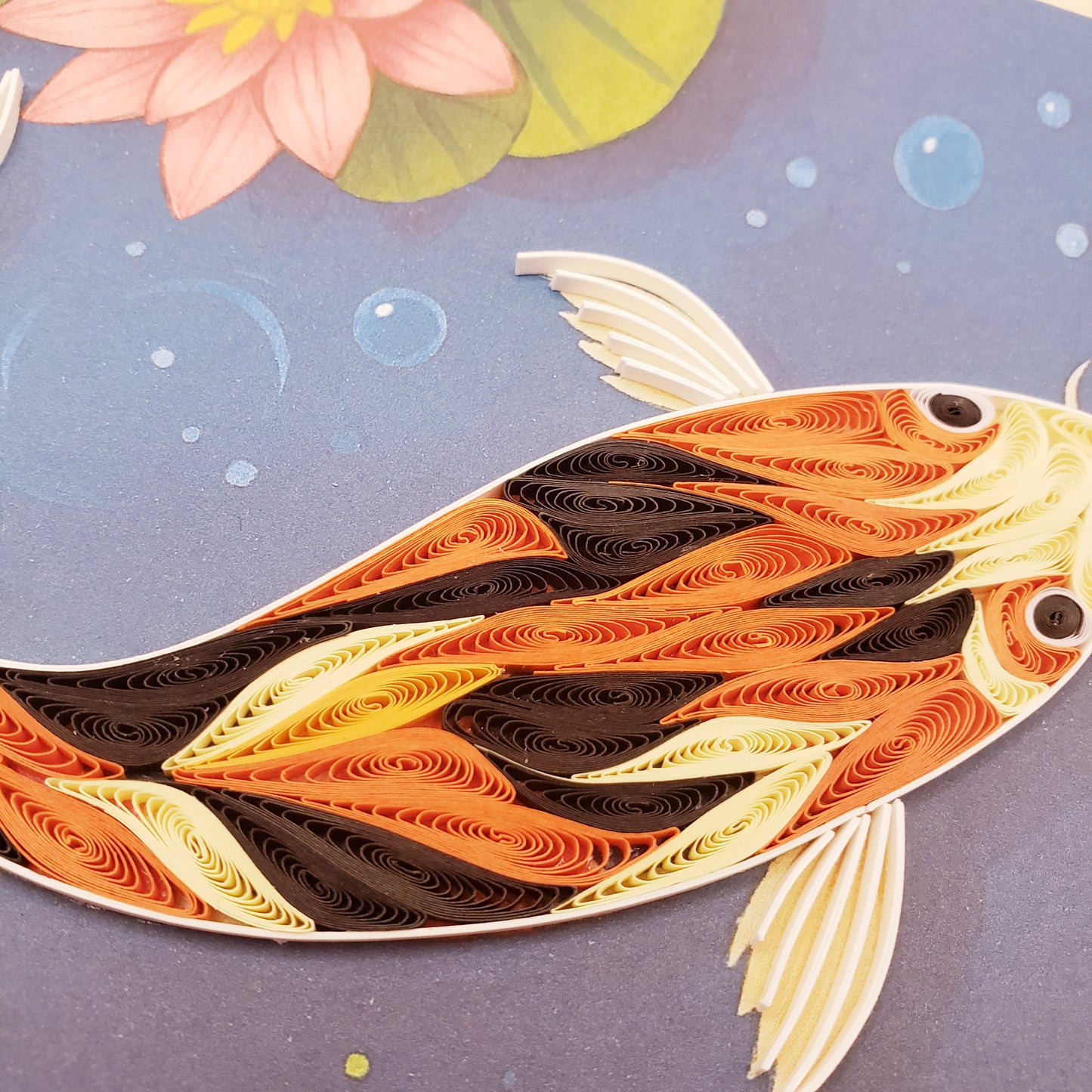 Koi Fish Greeting Card – Handmade Quilled Artwork, Symbol of Luck & Prosperity