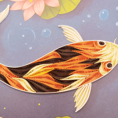 Koi Fish Greeting Card – Handmade Quilled Artwork, Symbol of Luck & Prosperity
